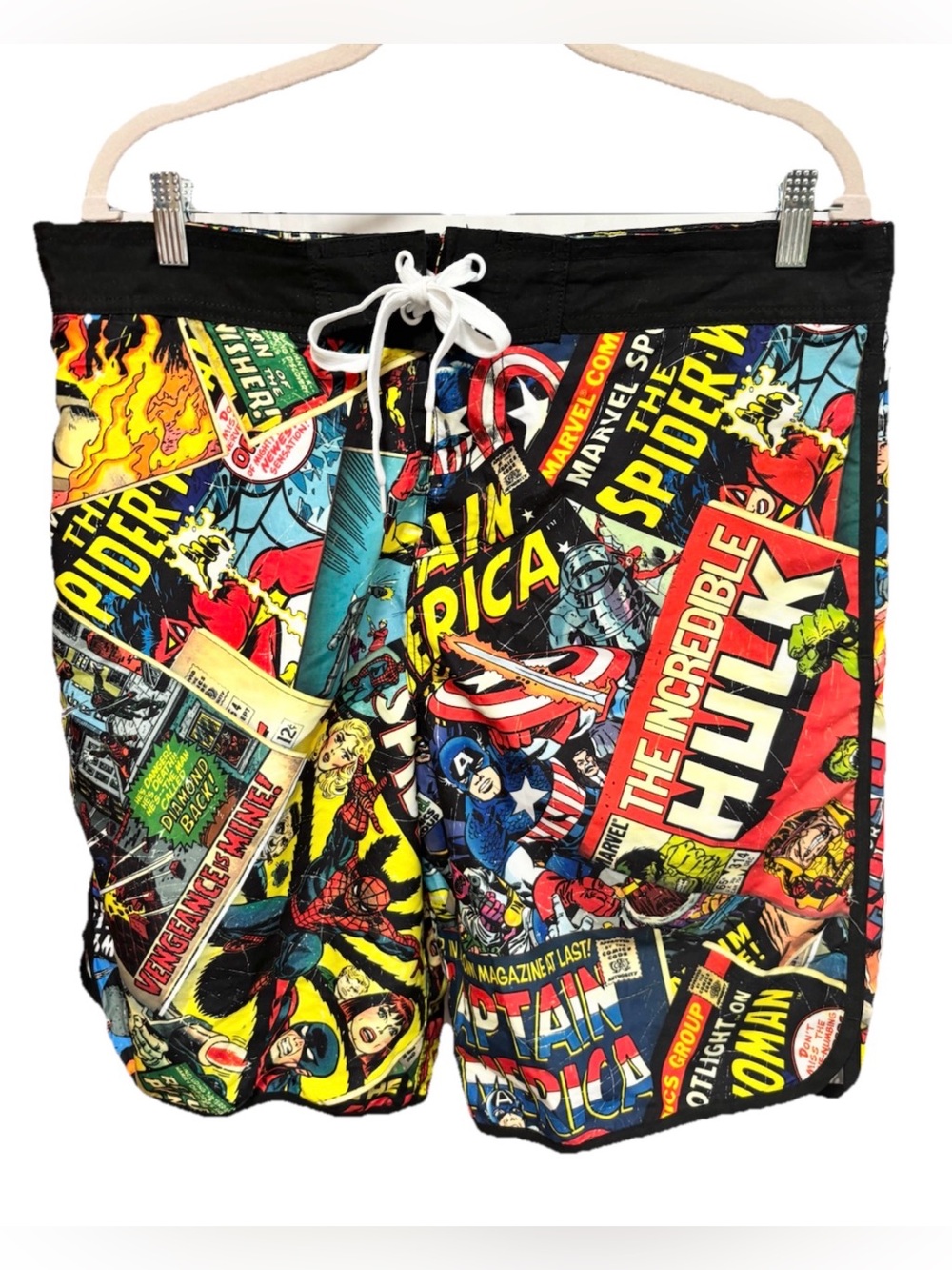 Marvel Multicolor Comic-Panel Athletic Shorts with Black Waistband